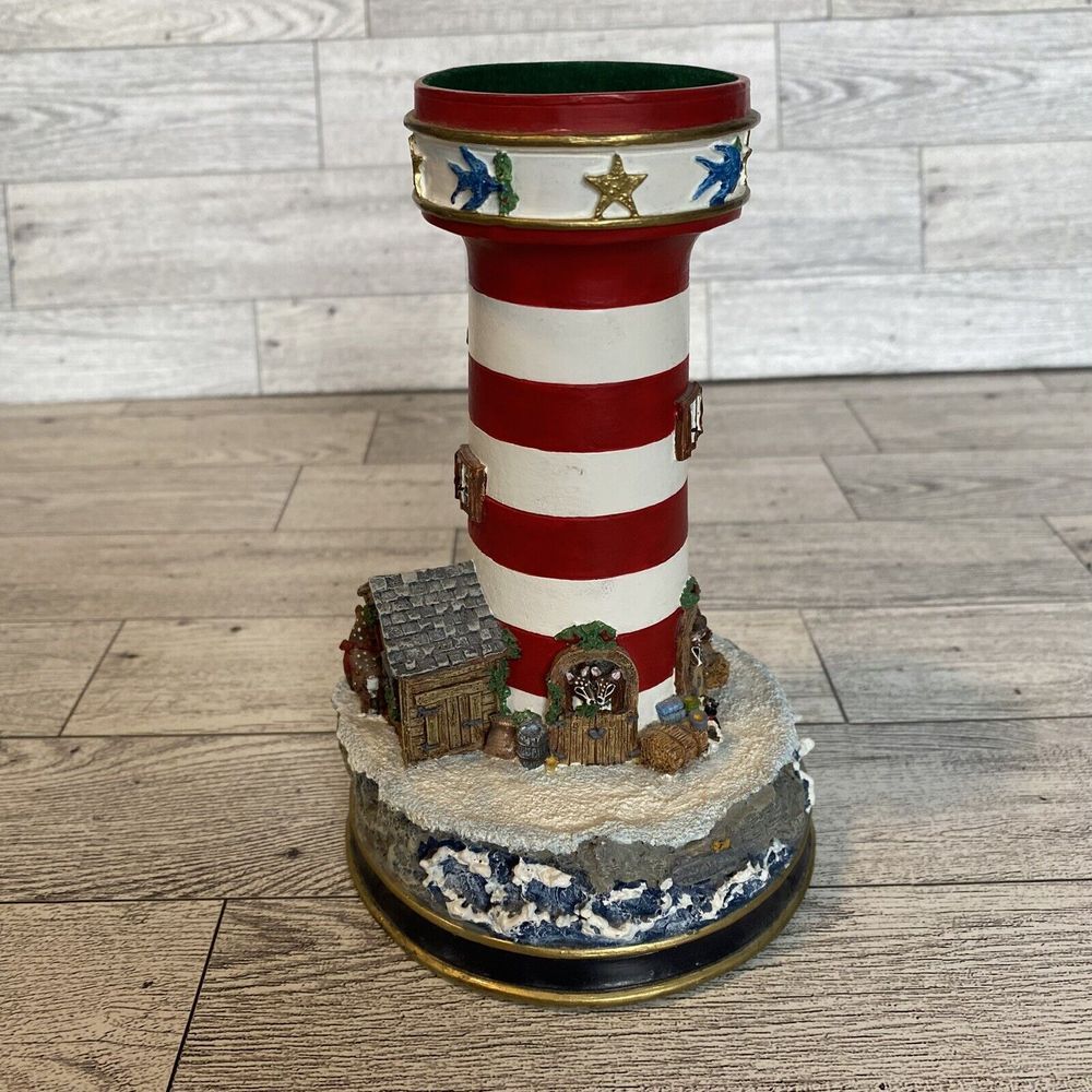 2 Danbury Mint Lighthouse Polar Lights Night Before Christmas Candlestick Votive - Picture 9 of 10